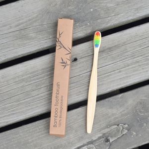 Bambu kraft ambalaj ile çevre dostu düz kolu bireysel paket otel yumuşak kıllı diş fırçası özel bir logo