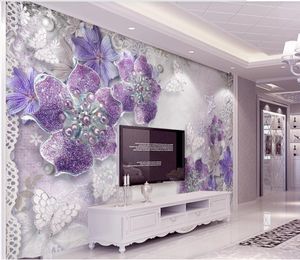 Europea 3d stereo fiore viola wallpappers TV sfondo parete sfondi splendido scenario