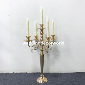 Novo estilo 5 cup candelabro de ouro suporte de vela castiçal de casamento decoração de mesa peça central vela stand decor11134