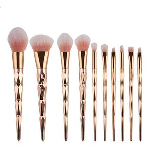 Atacado 10pcs / set escova da composição Professional Blush em Pó Sobrancelha Sombra nariz lábio Rose Gold Blending fazer ferramentas Up Brush cosméticos