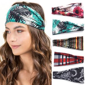 Mulheres turbante floral designer imprime headband estiramento esporte yoga hairbands para meninas headwrap bandana acessórios de cabelo jóias 49 cores