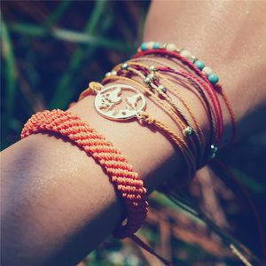 Mapa mundial Bracelete multicamada Teave weave feminino pulseira ajust￡vel charme bangle pux￣o j￳ias de moda de ver￣o e areia