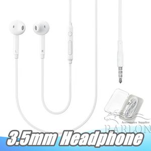 3,5 mm hörlurar trådbundet headset med mic volymkontroll hörlurar för Galaxy S6 S7 S8 S9 S10 med detaljhandelsförpackning