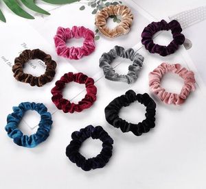 Kvinnors Tjej Small Velvet Hair Scrunchies Tillbehör Ponytailhållare Scrunchy Hair Bun Wraps Headbands Loop Headwear 100PCS FJ3355