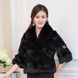 2020 New Natural Fur Collar Real Fur Coat Kvinna Full Pelt Coats Kvinnor Vinter Varm Jacka Overcoat Wyq829