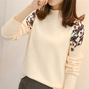 Fashion-Korean Fashion Women Sweaters And Pullovers Sueter Mujer Ruffled Sleeve Turtleneck Solid Loose Sexy Elastic Women TopsMX190820