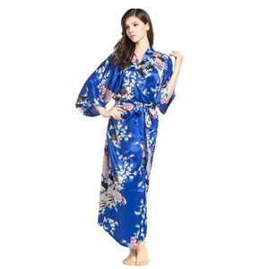 New Arrival Samica Drukowane Kwiatowe Długie Kimono Suknia Suknia Chiński Styl Rayon Robe Koszulka Kwiat S M L XL XXL XXXL 20160601