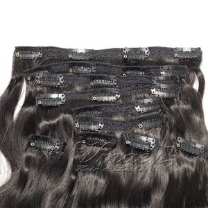 Farbe Haarverlängerung Clips großhandel-Malaysian kein Verschütten Remy Jungfrau Haar Häutchen Aligned Natural Color g Körper Wellen Klipp in den Haarverlängerungen