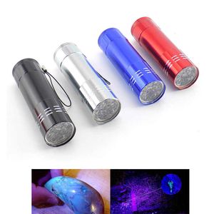 Portable 9 Cree LED UV Light Flashlight Vandring Torchlight Aluminium Alloy Money Detecting LED UV Lamp Light with Box 2023 GSH