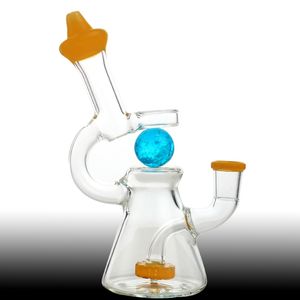 7 inç boyunda mini cam bong nargile ile aydınlık top 14mm eklem geri dönüşü dab teçhizat perkolator rotatable beher bongs