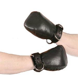 Valp vantar, läderhandskar Dog Paw Palm Padded Fist Mitts Bondage, Pet Play Tillbehör, Sexleksaker för par T200410