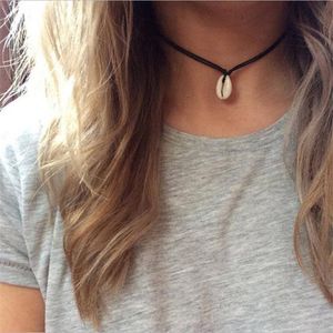 New White Shells Black Rope Choker Necklace For Women Lucky Maxi Chokers Necklace Chocker Summer Beach Jewelry
