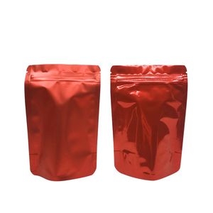 Multi-Storlekar Stå upp Zip Lock Mylar Presentförpackning Väskor 100st Red Food Storage Zipper Seal Aluminium Folie Pouches Bag