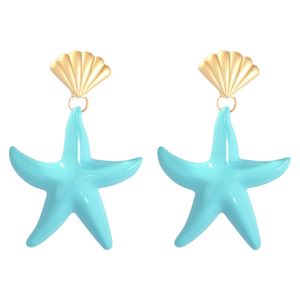 Fashion-starfish dangle earrings for women bohemian sea star chandelier earring holiday style ear jewelry gifts 4 colors pink red blue