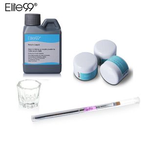 Elite99 Acrilico LiquidPowder Kit Strumenti per manicure Set Rosa Bianco Trasparente Pennello per polvere di cristallo trasparente 6 pezzi / set Nail Art