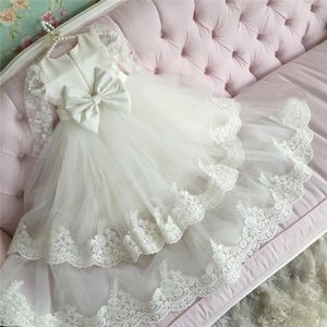 New Design Cute Baby First Communion Baptism Dress Long Sleeve Lace Appliques Christening Gowns Custom Made