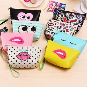 Moda Meninas PU de Couro Saco de Cosméticos À Prova D 'Água Produtos de Higiene Pessoal Caso de Lavagem Dos Desenhos Animados Bolsa de Viagem Necessaries Organizador Bolso