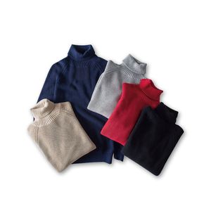 Fashion-Solid Color Turtleneck Sweater Mäns Casual Långärmad Turtleneck Bomulls tröja