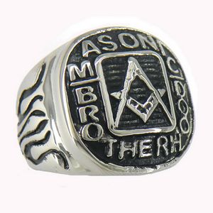 Retro Paslanmaz Çelik Hip Hop Punk Erkekler Masonlar Mason Signet Ring Kardeşlik Mason Kardeş Derneği Yüzük Mücevher Erkekler