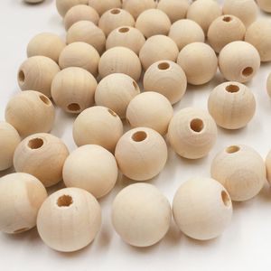 Wholesale wholesale natural color wood beads round spacer wooden beads ecofriendly 430mm wooden balls for charm bracelete diy crafts supplies