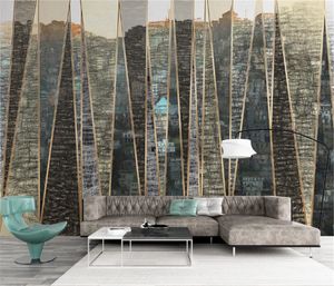 Online Wholesale Wallpaper Urban Architecture Geometric Lines Light Luxury Indoor TV Background Wall Decoration Mural Wallpaper