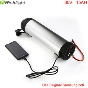 Down Tube Lithium ion E-Bike Batteri 36V 15AH Samsung Bafang Vattenflaska Ebetbatteri med USB-port + Laddare