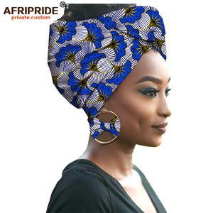Wholesale african scarves resale online - African Traditional Wax Print Head wrap Headwrap Scarf Tie Accessory Headband Head Scarf Earring pieces set a1928003