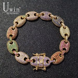 UWIN Coffee beans Bracelet Puffed Marine Chain 13mm Hip hop Gold Silver Link Fashion Punk Choker Charms Jewelry 7inch 8inch CJ191116