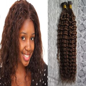 100 g fusion keratin Mänskliga hårförlängningar kapsel I Tips Real Remy Pre Bonded Hair Kinky Curly Virgin Hair 10 