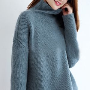 Hot Sale Sweaters Women 100% Cashmere and Wool Jumpers Loose Style Woman Pullovers Turtleneck Sweater Ladies Clothes Woolen Tops V191130