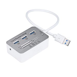Mini USB 3 Port Aluminum USB 3.0 Hub Multifunction With MS SD M2 TF Multi-In-1 Card Reader For Mac Book Pro hub 3.0