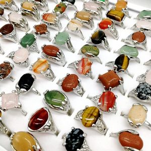 30 Pieces/lot Rainbow Natural Band Gem Stone Rings For Women Men Mix Bohemian Style Designs Couples Designer Jewelry Engagement Accessories Gift Wholesale