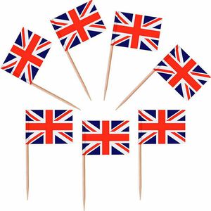 5000個イギリスの国旗のつまようかなパーティーピックアップカクテルスティックウッドビュッフェカップケーキサンドイッチフラッグスティックBBQ記念日イギリス