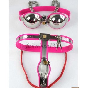 2pcs Chastity Cihazları Kadın Paslanmaz Çelik Sütyen Kılavuzları iffet kemer cihazı asma kilit ayarlanabilir A876