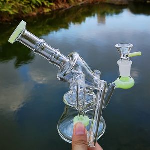 Cam Su Bongs 7 Inç Duş Başlığı Perc Boru Sigara Nargile Balmumu Yağ Rig Sepet Nargileler 14mm Kase Parçası Ile Geri Dönüşüm Dab Kuleleri