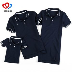 Summer Family Look Clothing Father Son Polo Shirts Matching Outfits Mother Daughter Dress Mommy And Me Clothes Short Sleeve Tops Y190523