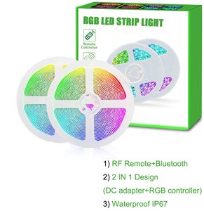 Bulbo 10m DC12V RGB LED Strip luz SMD5050 IP67 150leds impermeáveis ​​Multi Cores mutável flexível fita Band + 44 teclas RF remoto + adaptador