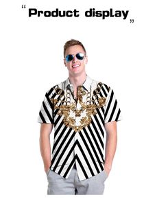 Abiti da uomo firmati Camicie a righe barocche vintage Camicia gotica di lusso con stampa a catena in oro Camicia hawaiana con bottoni casual hip-hop da strada estiva