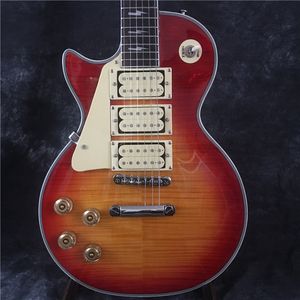 Оптом высокое качество LP Custom, левой рукой LP гитара электрическая гитара. Красное дерево тела 3 Пикап Электрическая гитара