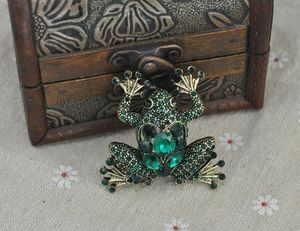 Moda - Nowy Design Moda Europejski Styl Pozłacany Żaba Broszka Elegancka Kryształ Pełna Rhinestone Animal Brooches dla Womenz001