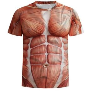 最新の3DプリントTシャツ筋肉半袖夏スタイルカジュアルトップスティーファッションOネックTシャツ男性DX023