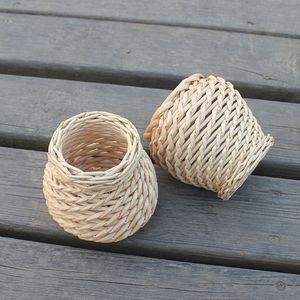 Penholder Wicker Vase Willow Flower Pot Wickerwork Makeup Pen Borste Container Lagring Hem prydnad Dekoration Personlighet