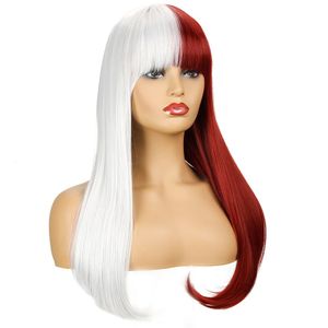 Parrucca Corlors misti Parrucche sintetiche lunghe per donna Cosplay Moda Estensione capelli lunghi dritti di buona qualità