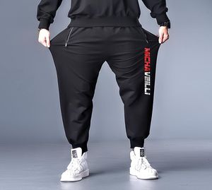 7XL 6XL 5XL XXXXL Plus Mens Joggers Zipper Casual Byxor Fitness Sportkläder Tracksuit Sweatpants Byxor Svart Gym Jogger