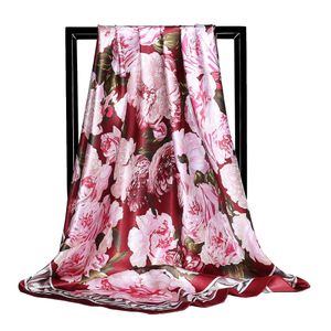 Wholesale-Pattern Large Square Satin Silk Like Lightweight Scarf Hair Sleeping Wraps for Women 90*90cm