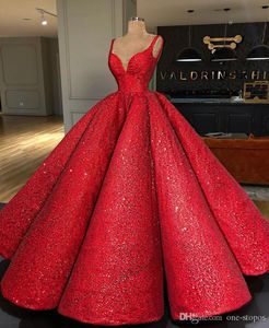 Red Evening Celebrity Dresses Spaghetti Sleeveless Ruffle Sequined Ball Gown robe de soiree Custom Made Prom Quinceanera Dress