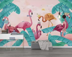 Beibehang Tapete frische tropische Pflanze Flamingo TV Hintergrund Wand 3D Papel de Parede Wohnzimmer Schlafzimmer Wandbild 3D Tapete