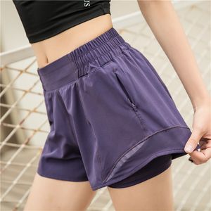 Lu-33 Loose Yoga Hotty Hot Shorts Pocket Pocket Dry Gym Sports Strocos de cordão de cordão de ginástica elástica de ginástica de ginástica de ginástica