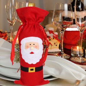 Capa Bag Red Natal do vinho Papai Noel Garrafa para a decoração de mesa Decoração de natal jantar partido Home