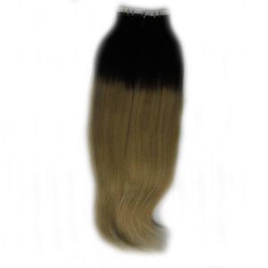 Tape i mänskliga hårförlängningar 40st dubbeldragen rak hudväfthäftande hår ingen remy apa på förlängningar svart och blondin